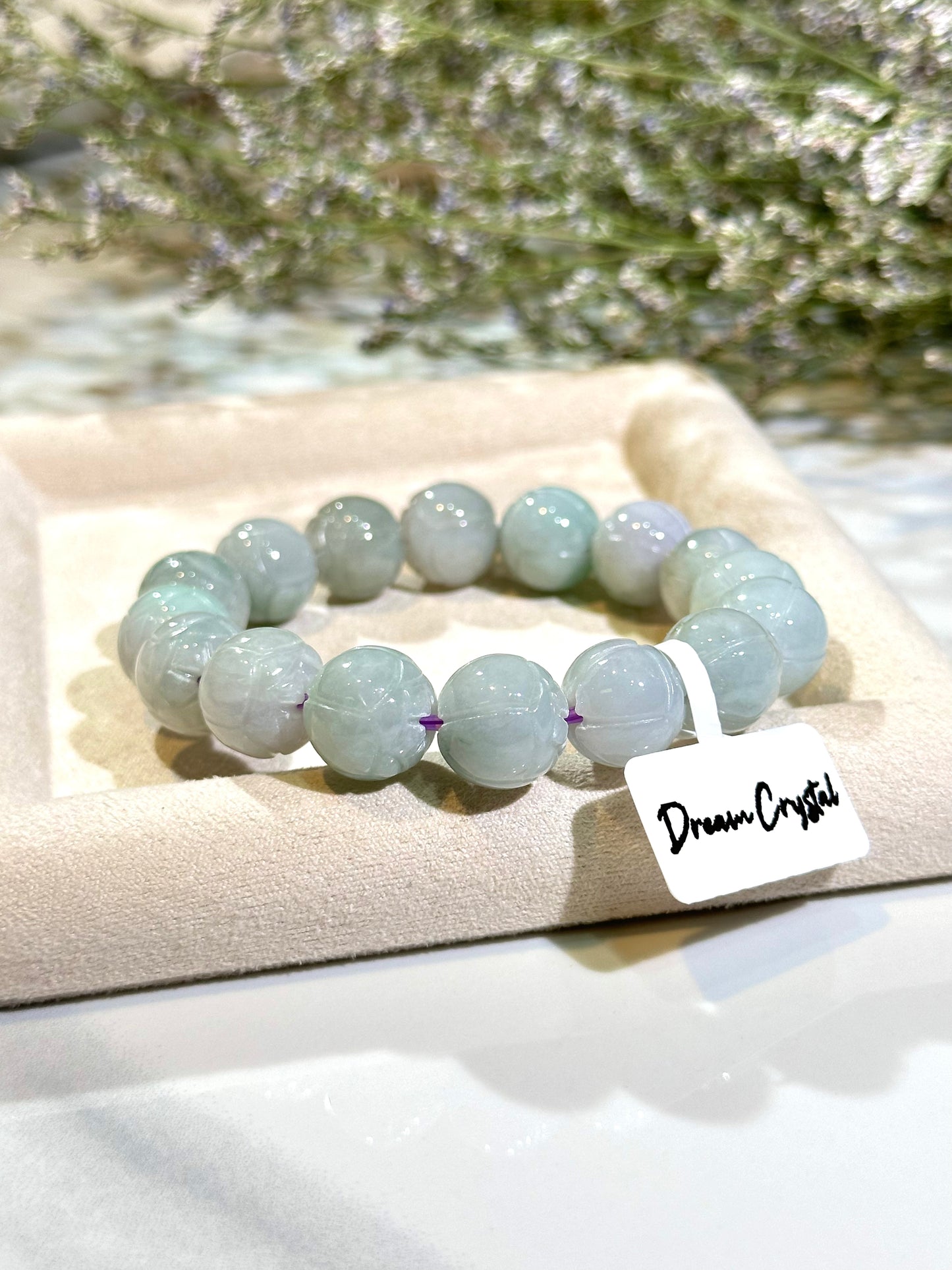 Collector Grade A Burmese Jadeite Lotus Bracelet