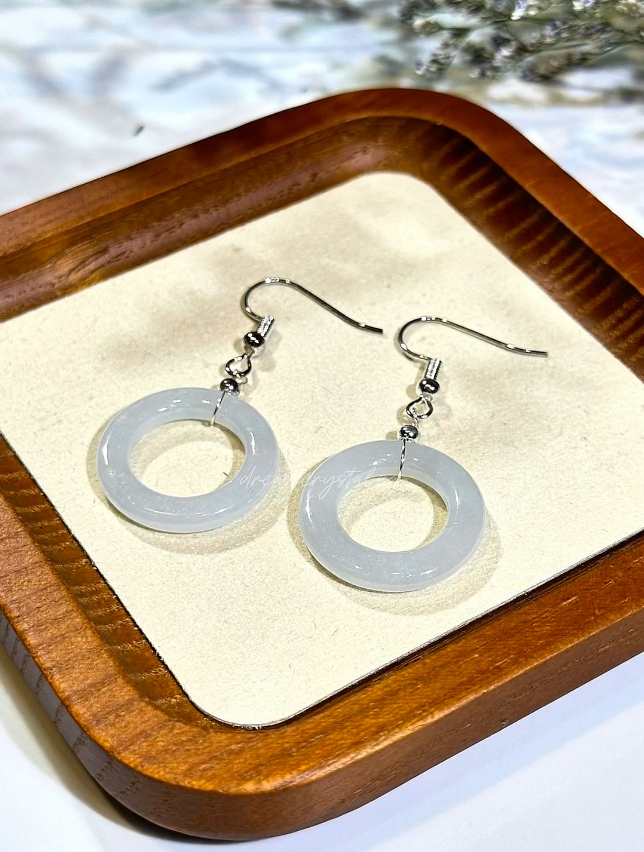 Grade A Burmese Icy Jadeite Earring