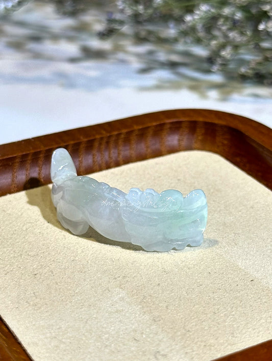 Collector Grade A Burmese Jadeite Dragon Shou Pai (with hole)